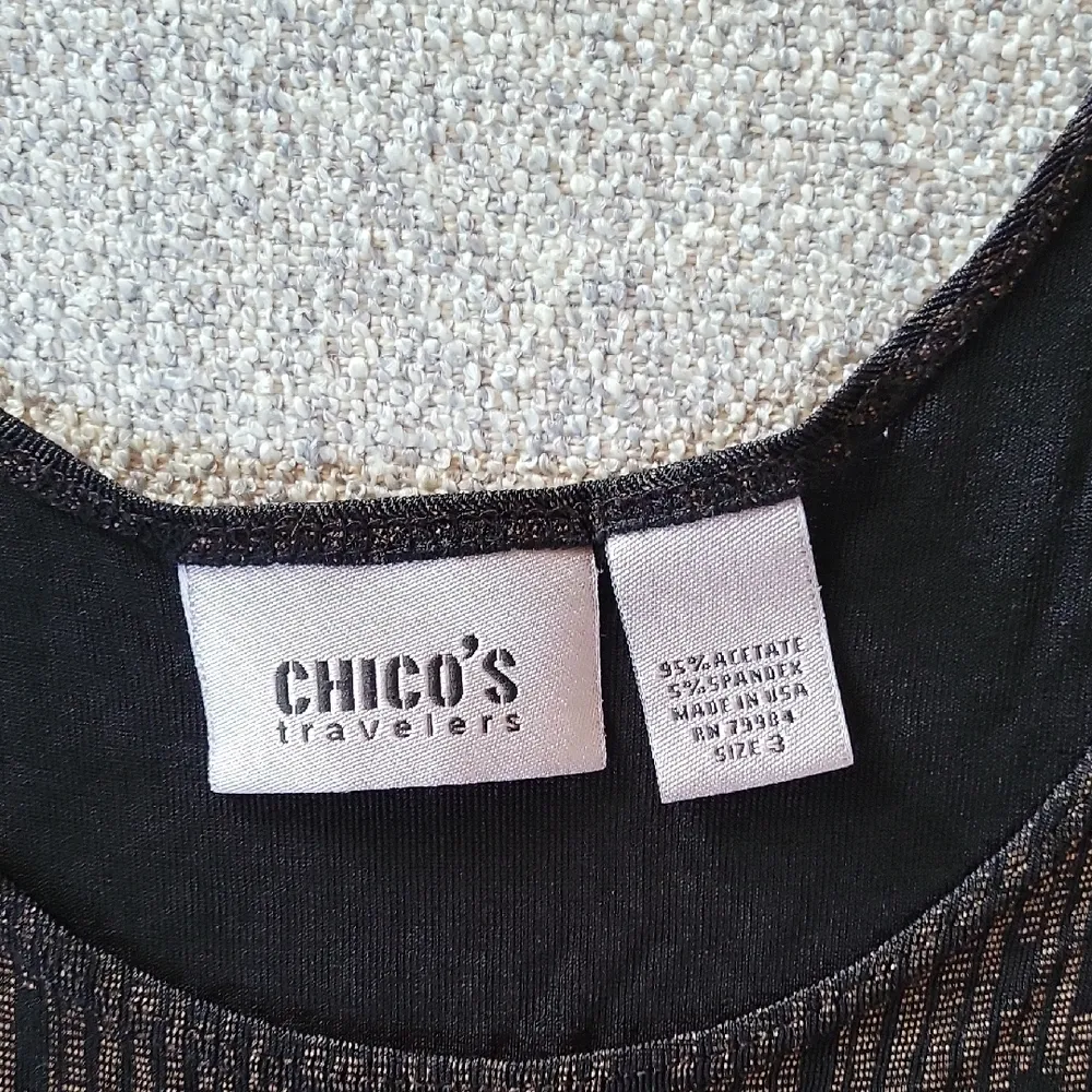 CHICOS  Black Shimmery Tank Top Size 3 - Image 5