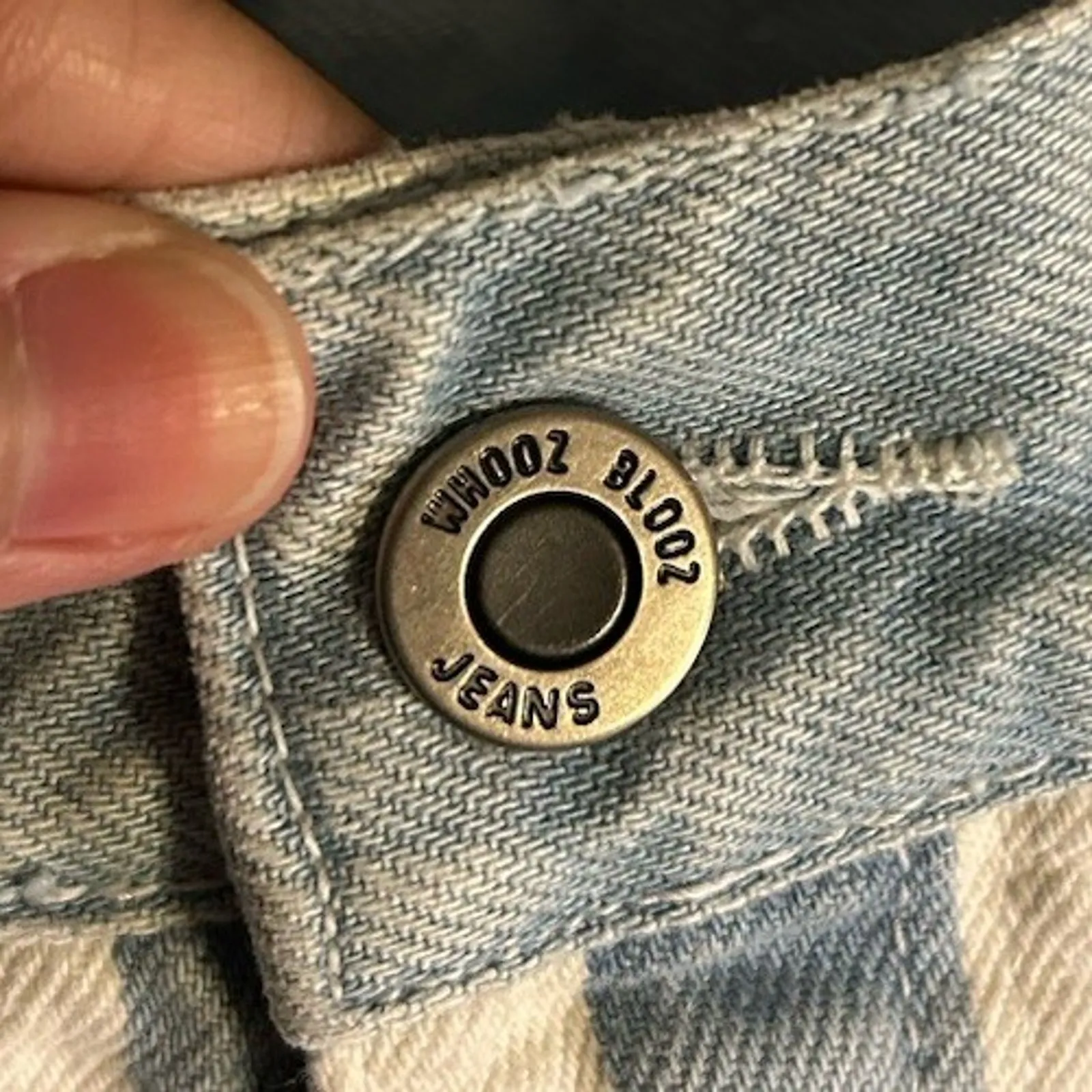 Whooz Blooz Striped Jean Shorts | Size 7/8 | Blue & White | Vintage Style - Image 4