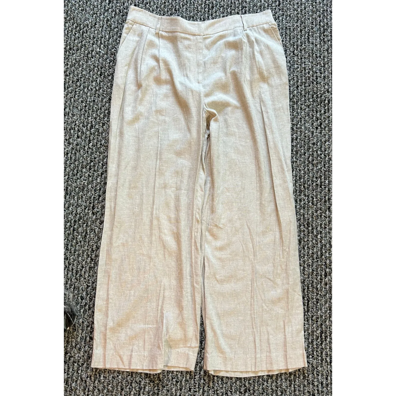 Blue Sol 1X Linen/Rayon Pants NWT Wide Leg Beige Boho Chic Minimalist Beach Tan - Image 2