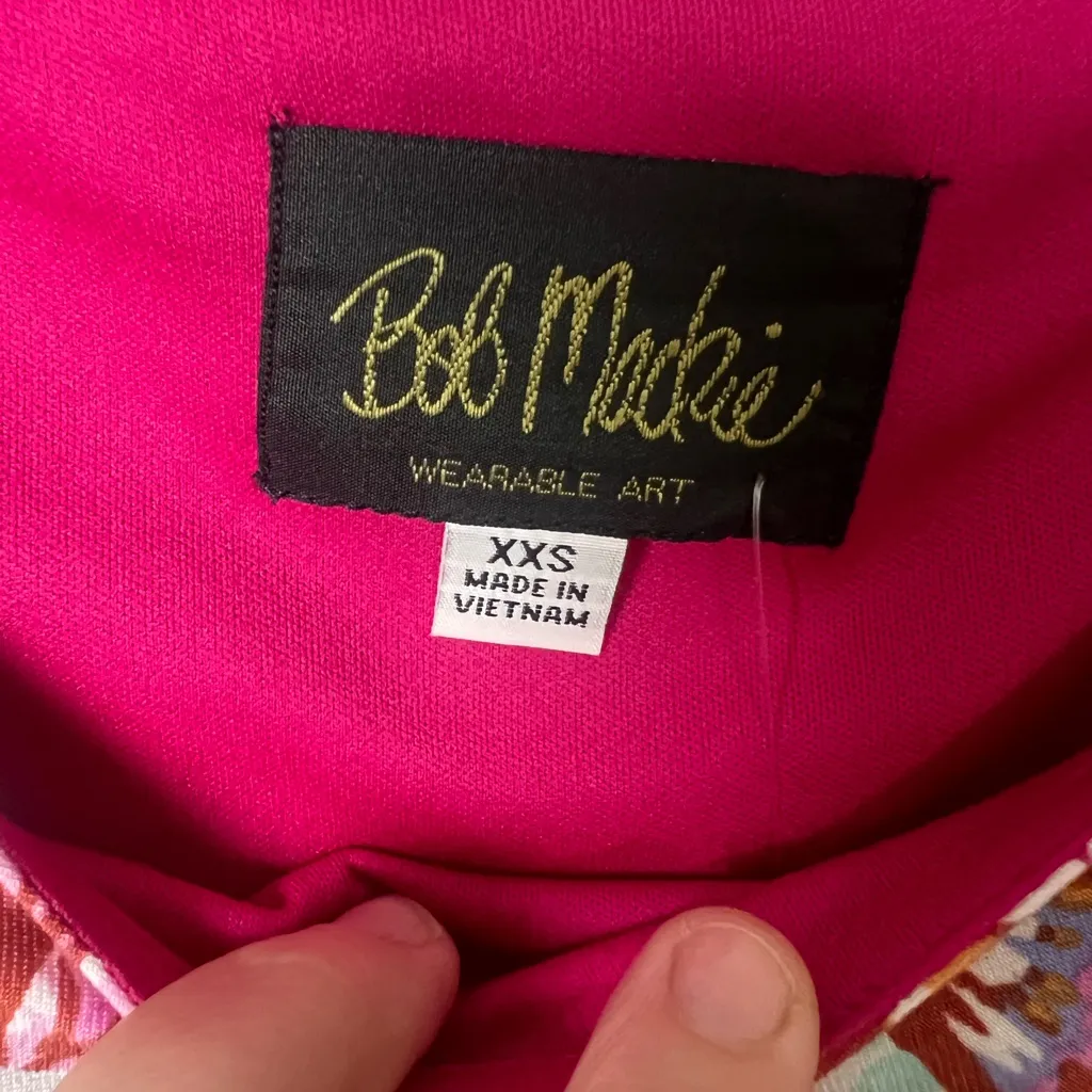 Bob Mackie wearable art Woman XXS Vibrant Floral 3/4 Sleeve Floral Dress Nwt - Image 2