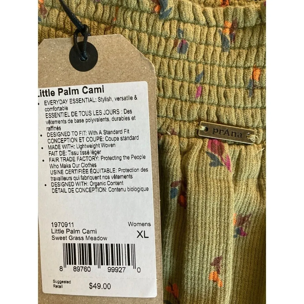 NWT Prana Womens Little Palm Cami Sweet Grass Meadow   XL - Image 5