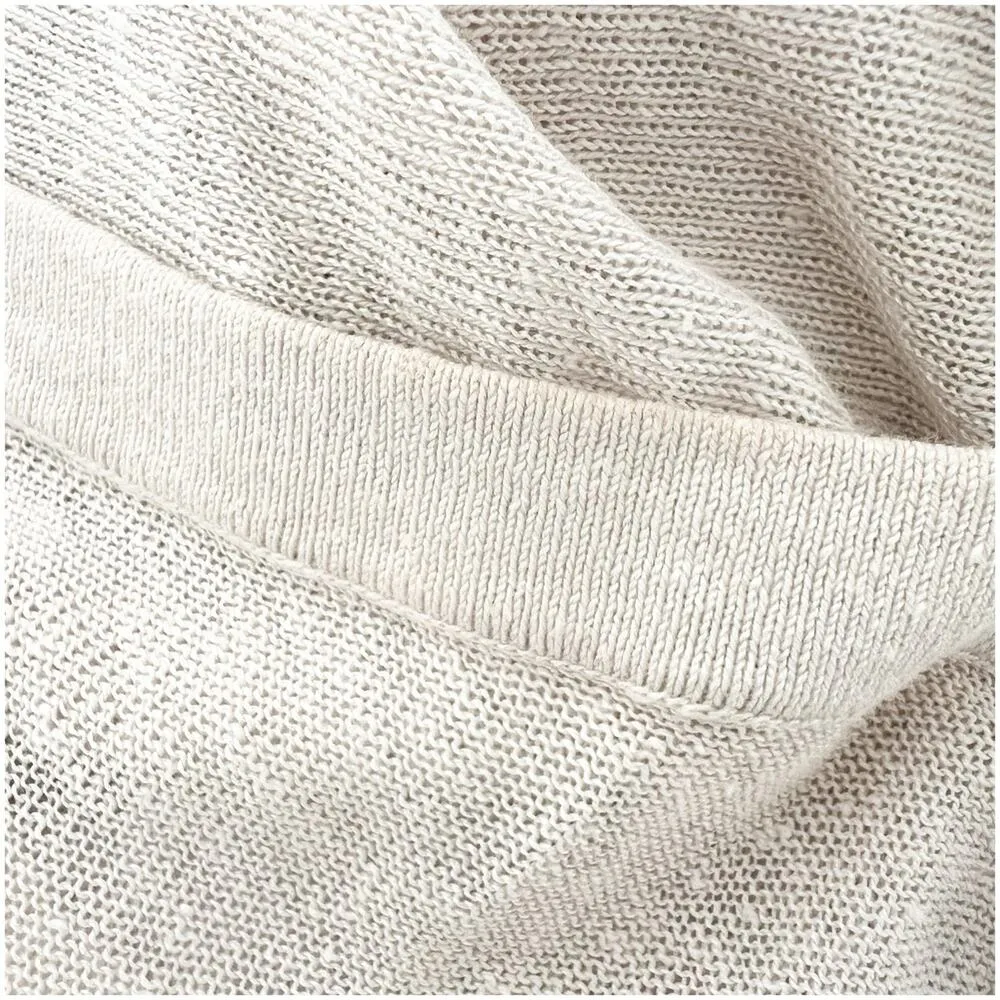 Garnet Hill Women’s 100% Organic Linen Tunic Size Medium V- Neck Light Beige - Image 8