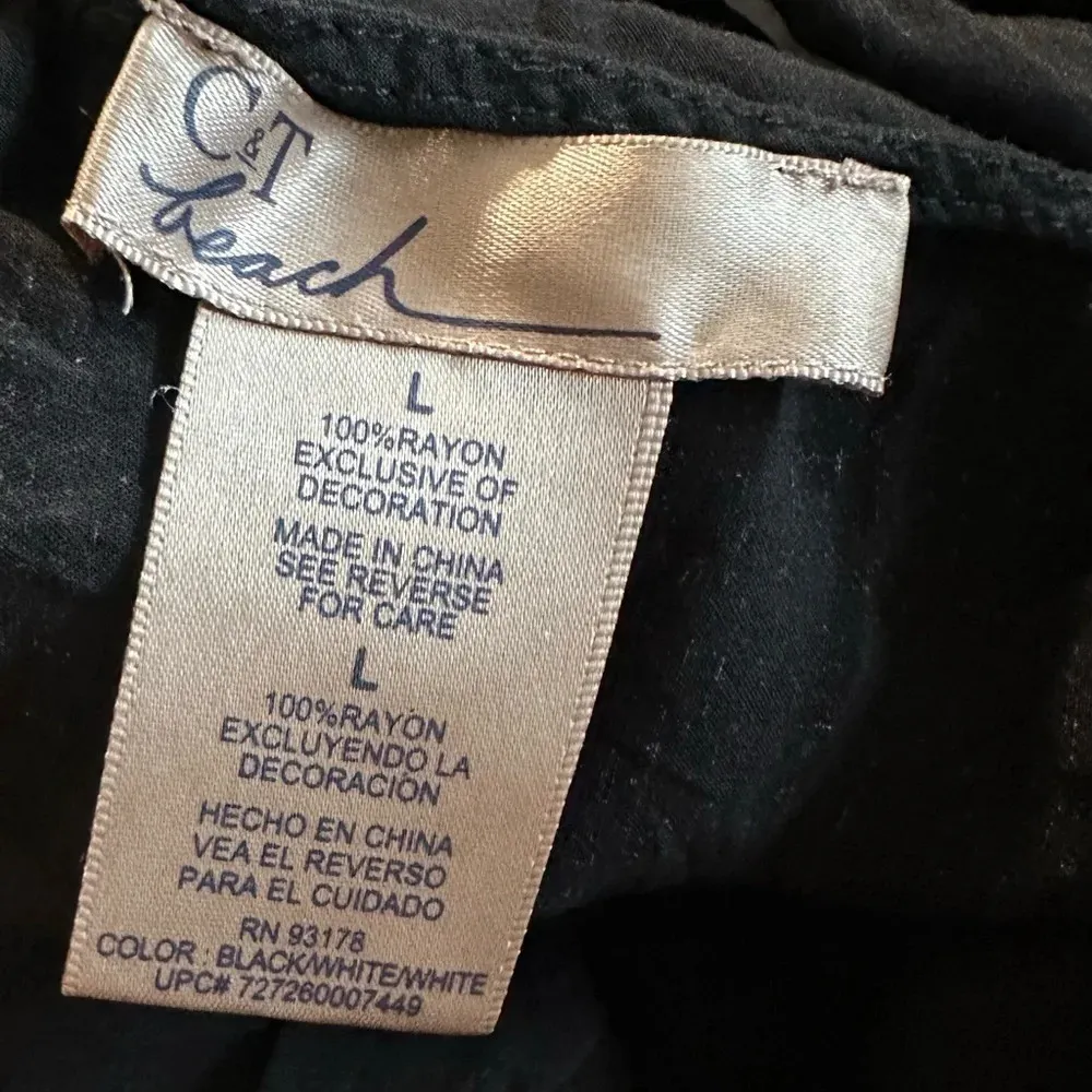 C&T beach women's size L black and white striped cover up with tassels Size L - Image 4