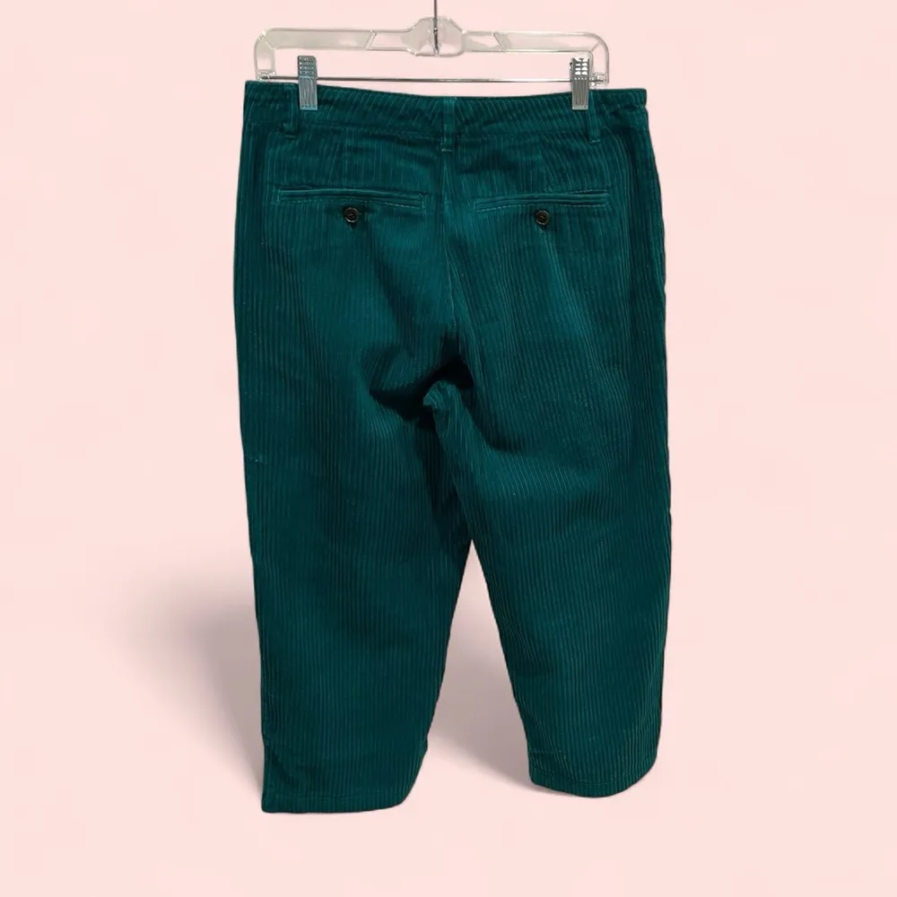 Cute Urban Outfitters wide wale corduroy teal crop pants sz 30 pockets - Image 3