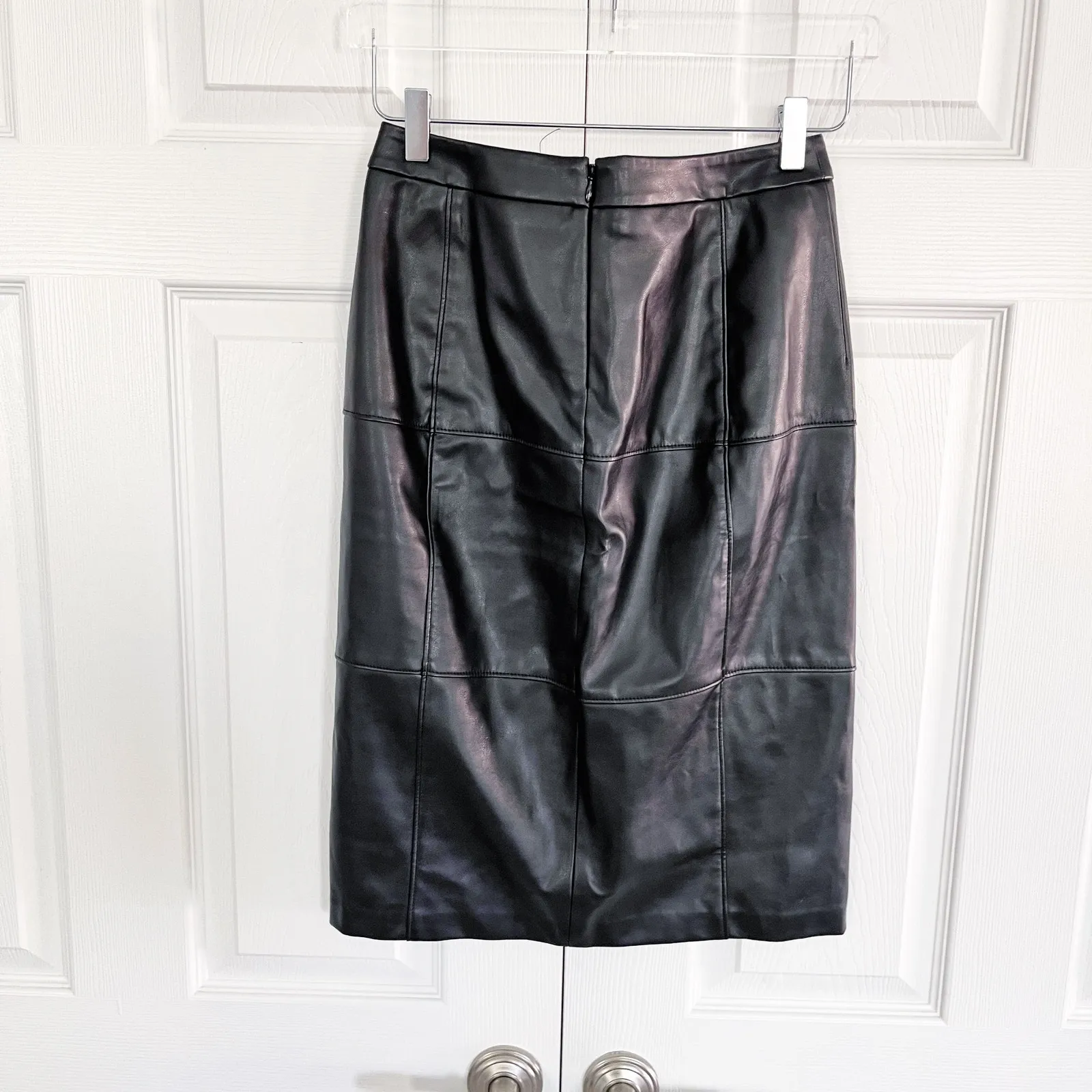 White House Black Market Faux Leather Paneled Pencil Skirt - Image 5