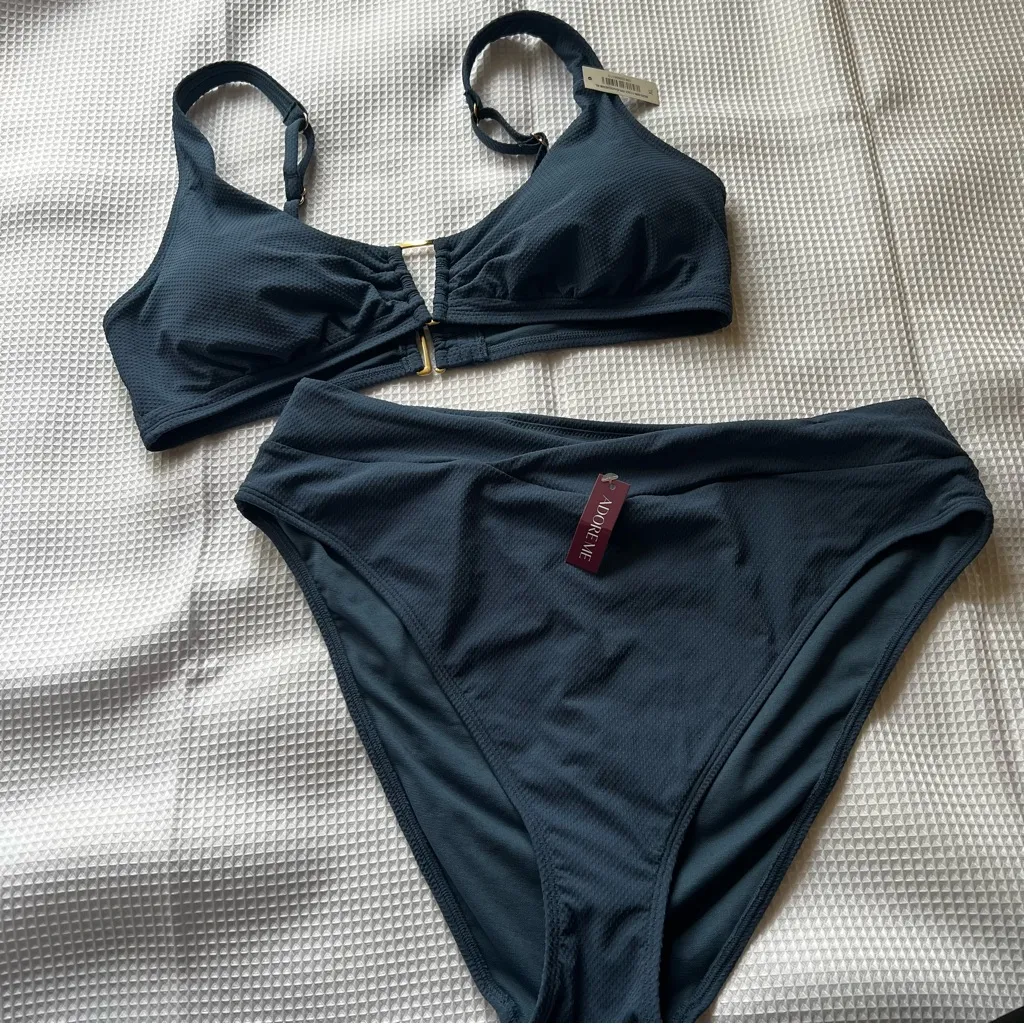 ADORE ME 2 piece swimsuit bikini dark denim blue‎ Women's SIZE XL new - Image 6