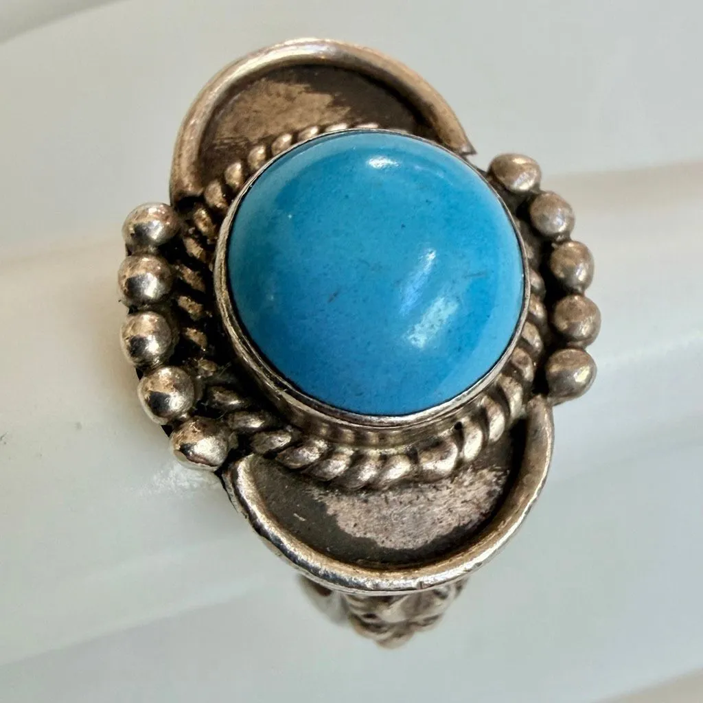 Sterling Silver Vintage Turquoise Ring - Image 9