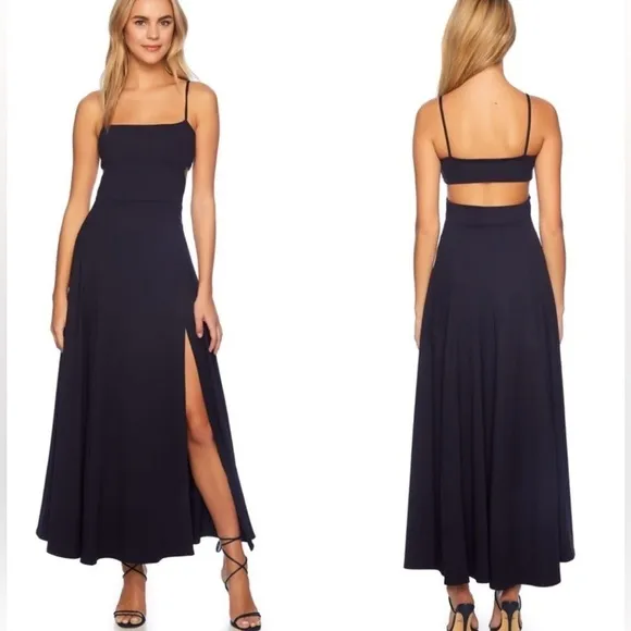 NWOT Susana Monaco String Long Slit Cutout Maxi Sundress in Navy Blue sz L - Image 2