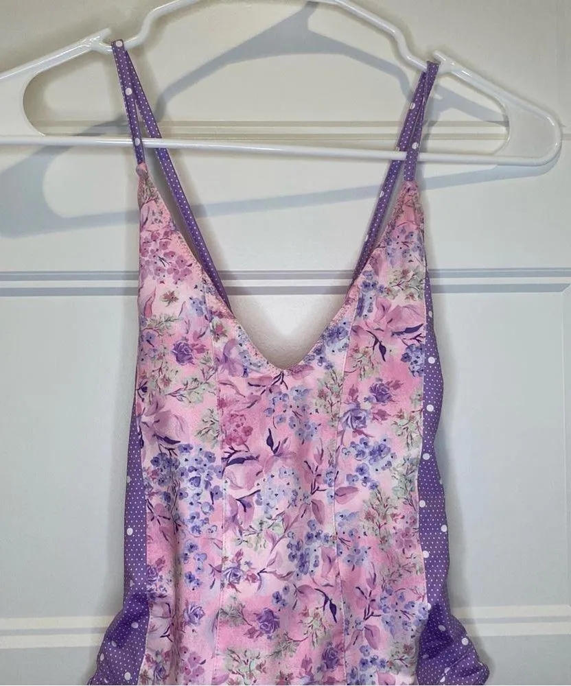 Loveshackfancy Purple Pansy Multi Mix Print Shailee One Piece Swimsuit Size XS - Image 8