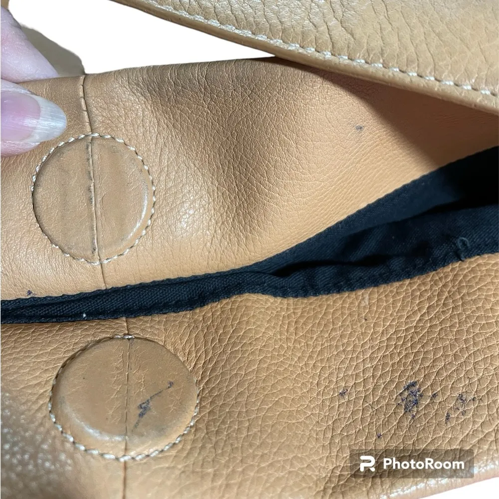 Tignanello Leather Purse Handbag Brown Magnetic Close Lace Detail Tan - Image 6