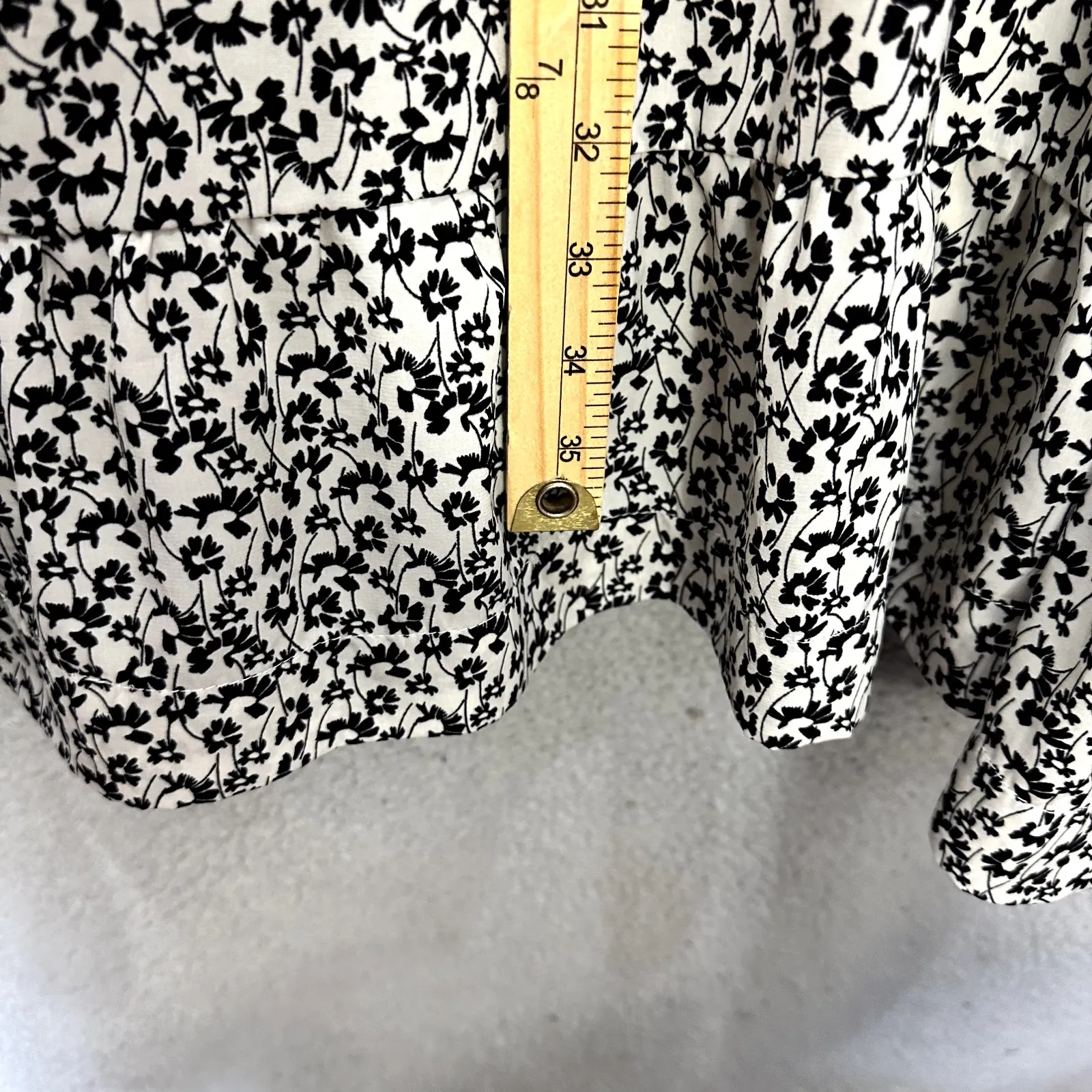 Udel‎ New York Babydoll Dress L Black Floral Ruffle Hem Cottage Peasant Prairie Size L - Image 5