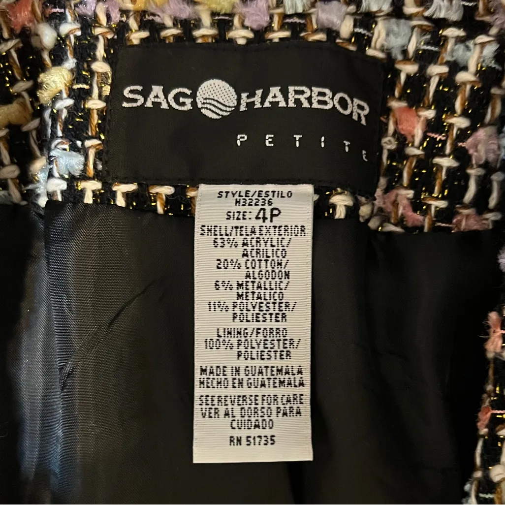 Multicolor Tweed Blazer Sag Harbor Zip Closure Sz 4P - Image 4