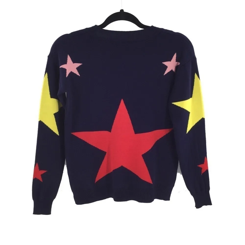 Super cute blue star double knit crew neck Sweater - Image 5