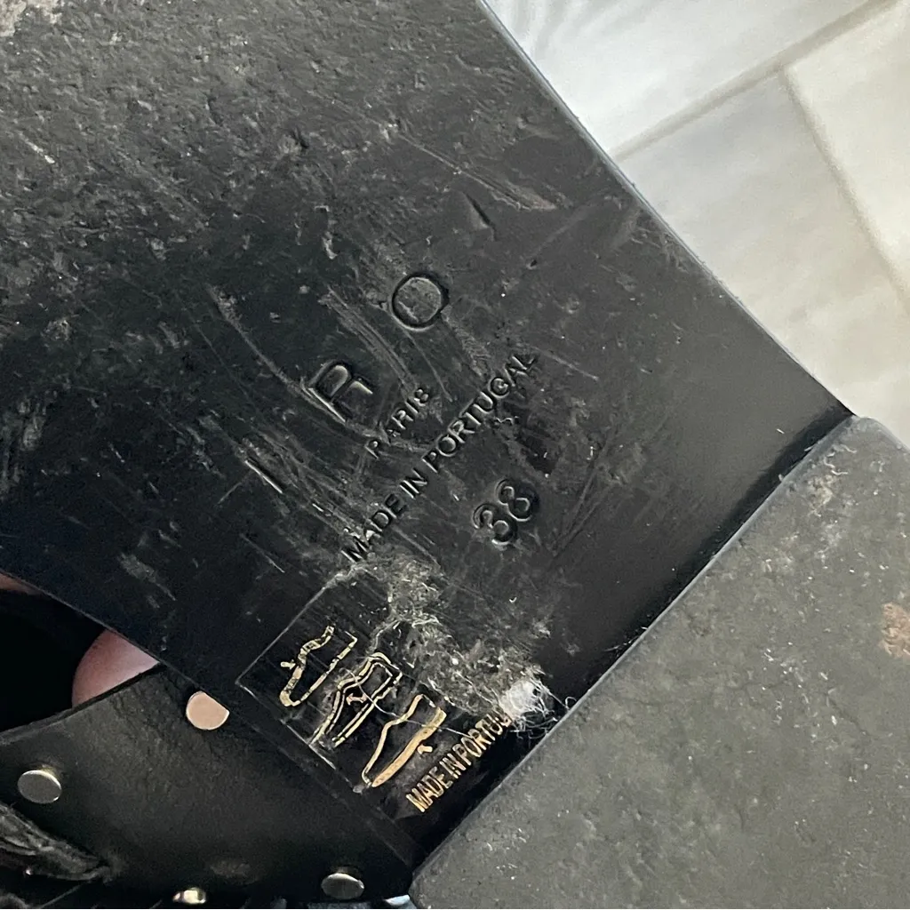 IRO Studded Sandals leather slip on thong womens Black (size 7) chic minimalist - Image 5