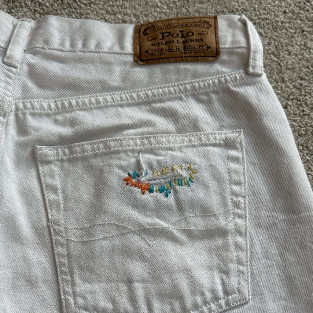 Polo by Ralph Lauren White Jean Shorts with Colorful Accents - Image 6