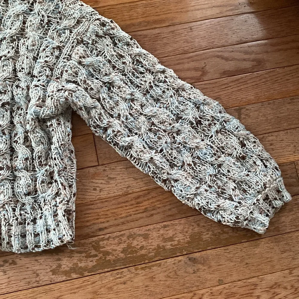 marbled pastel blue pink purple gray neutral ribbed cable knit sweater - Image 5