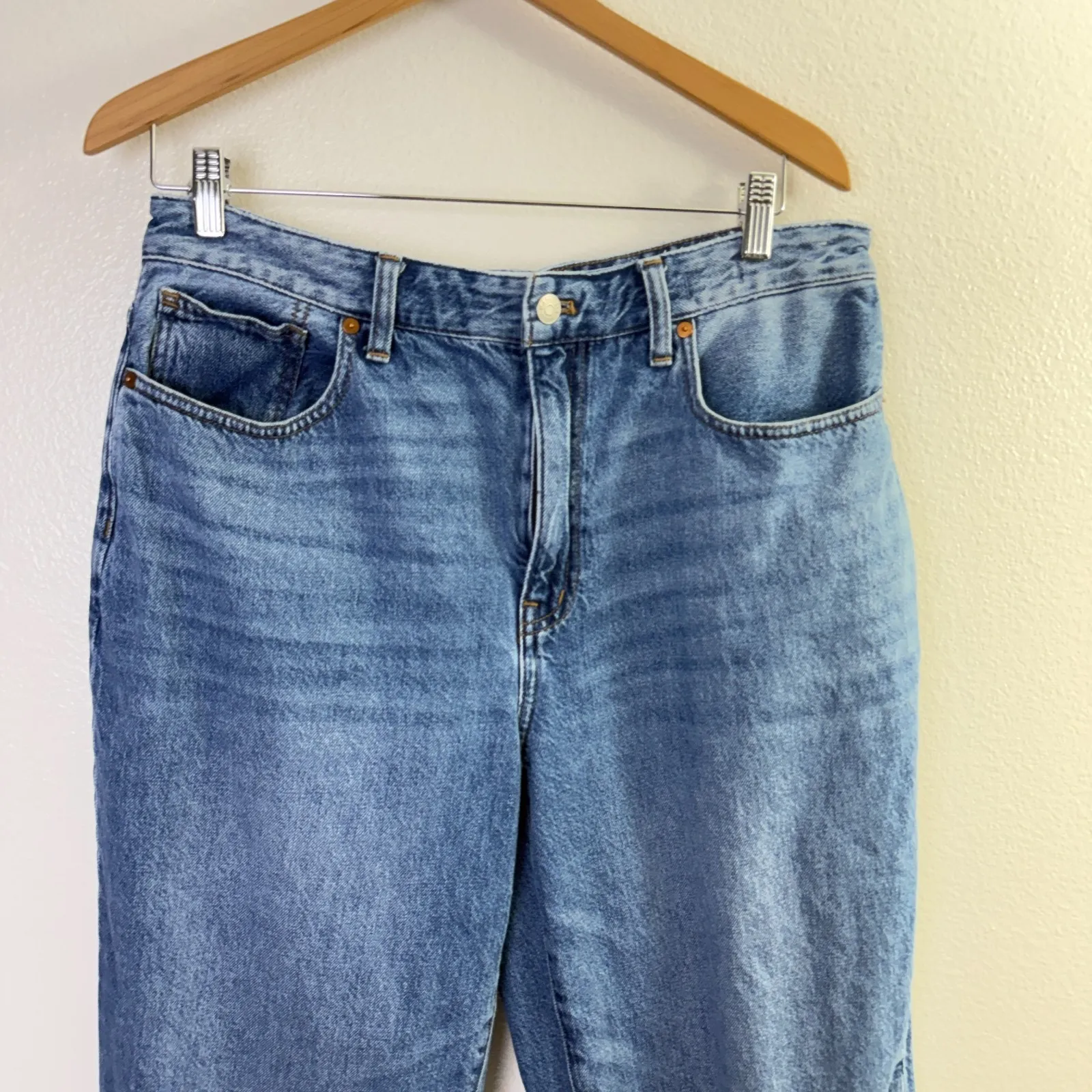 Madewell Curvy Baggy Straight Jeans 31 Blue Denim Relaxed Loose Cotton 32x29.5" - Image 2