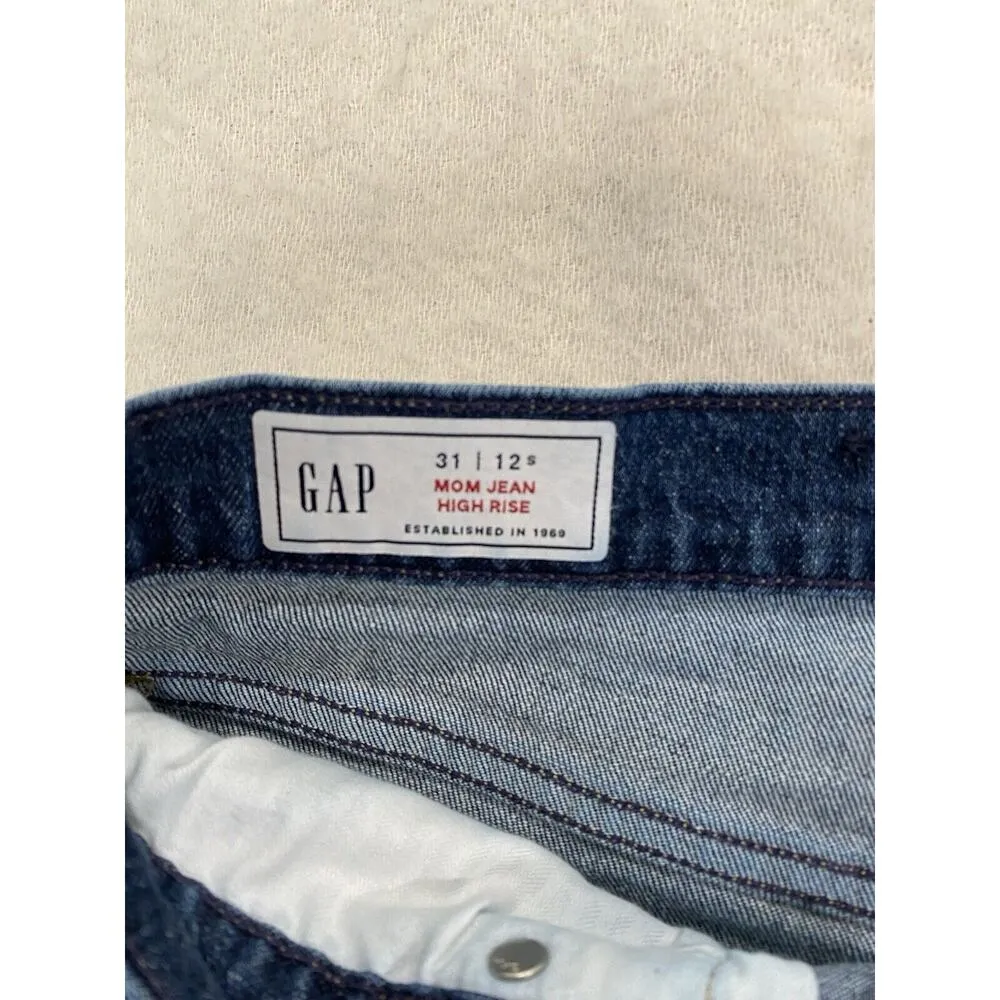 Gap Womens Mom Jean High Rise Denim Pants Blue Cotton Size 12 Short - Image 7
