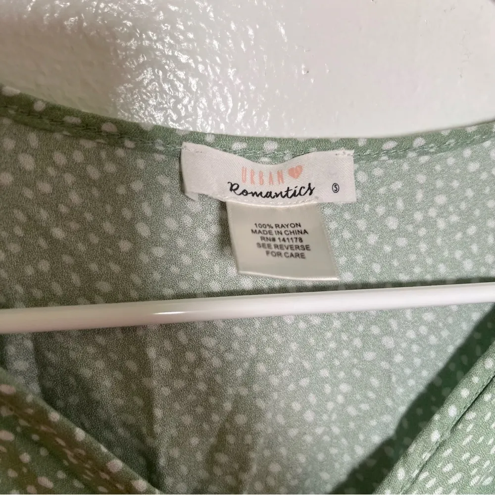 Urban Romantics Peplum Top Light Green White - Image 6