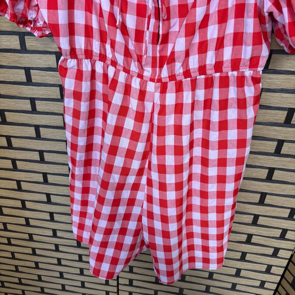 Day + Moon Pink And‎ Red Plaid Romper Size Large - Image 5