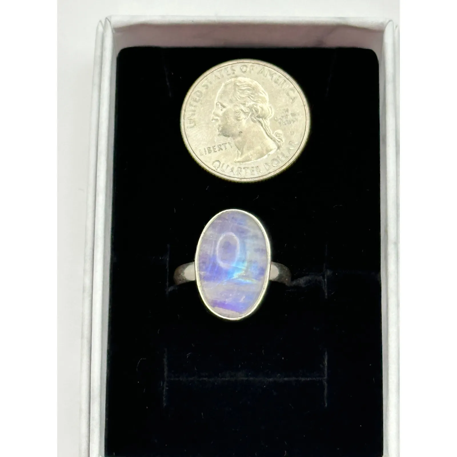 Purple Moonstone Sterling Silver Handmade Ring Size 9 - Image 11