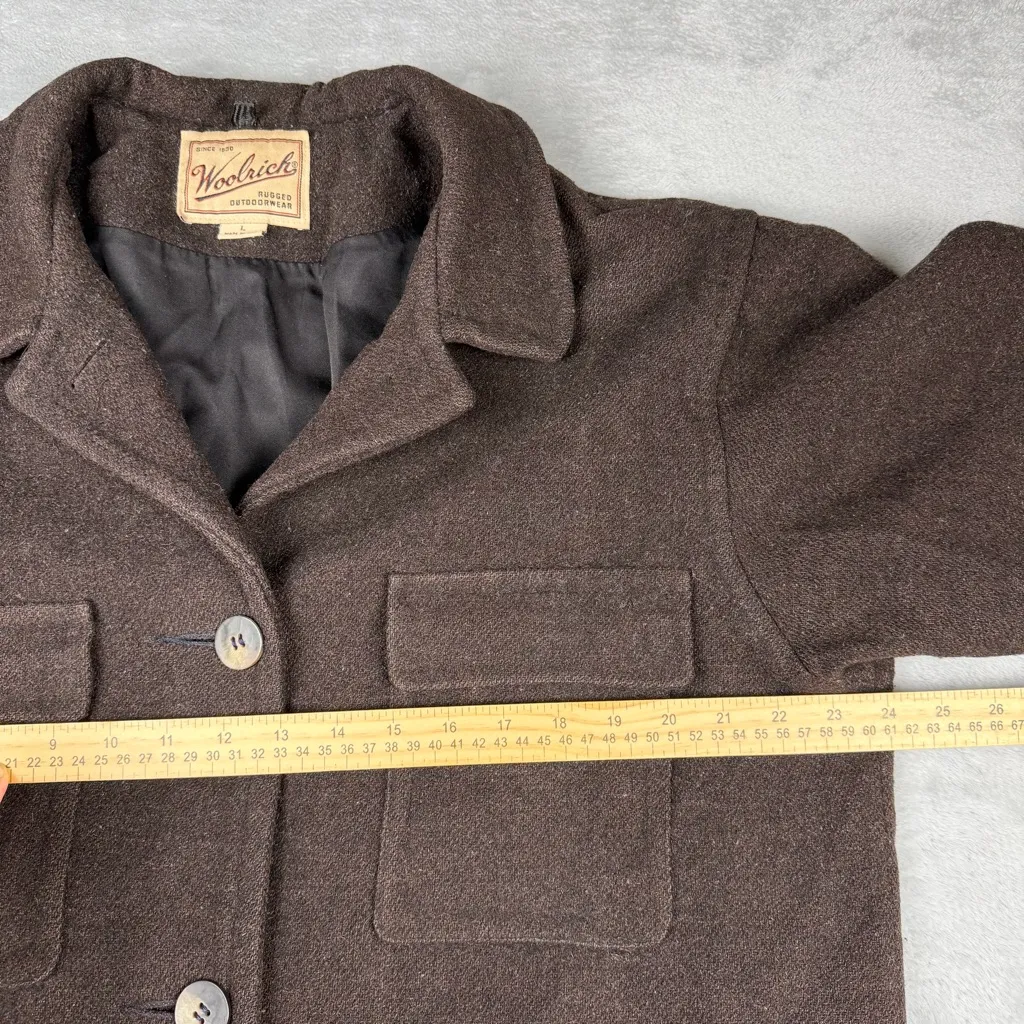 VTG 90s Woolrich Brown Wool Chore Coat Hunting Field Jacket Women's L Large USA - Image 5