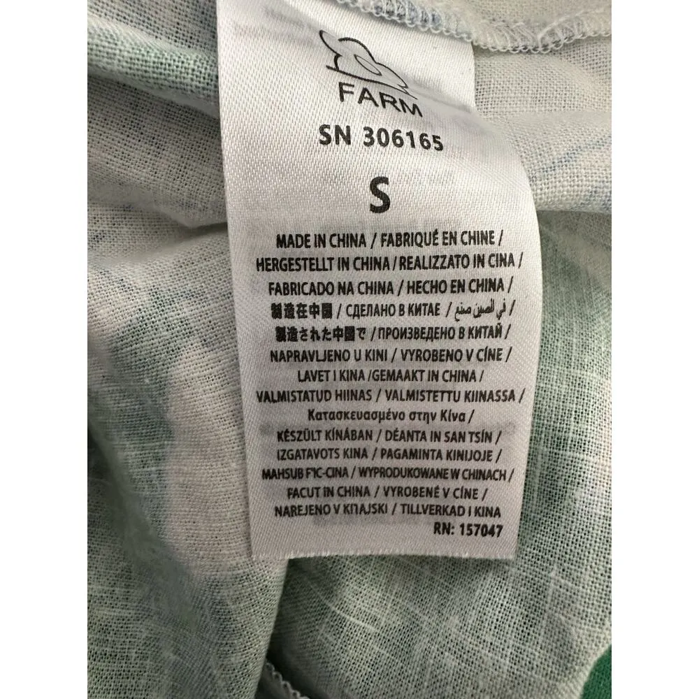 FARM Rio Soft Garden Linen-Blend Mini Dress Size Small Green Blue NWT - Image 7