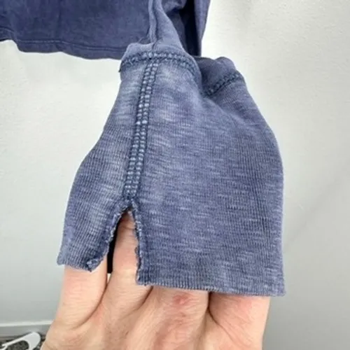 Aerie Long Sleeve Acid Wash Cropped T Shirt Blue Size Small Cotton Casual - Image 5