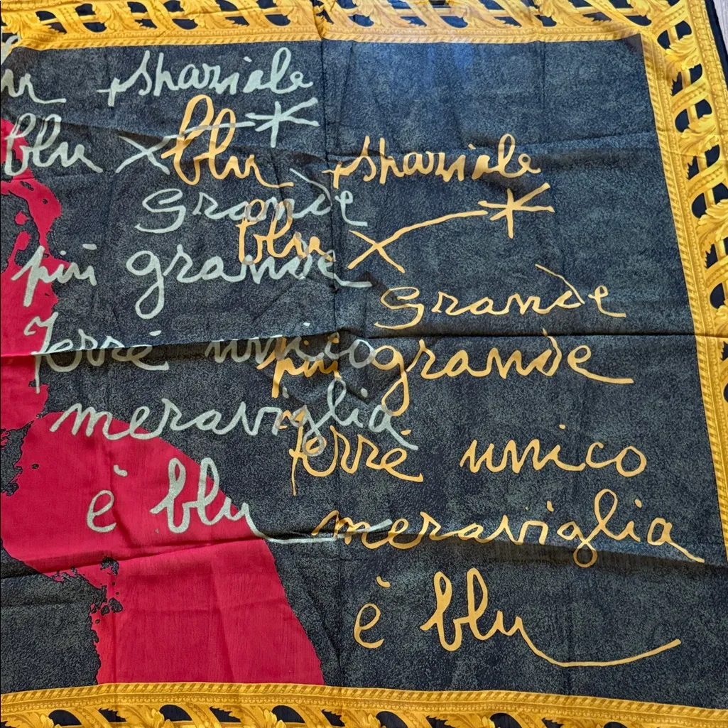 Gianfranco Ferre Artistic Black and Gold Scarf - Image 2