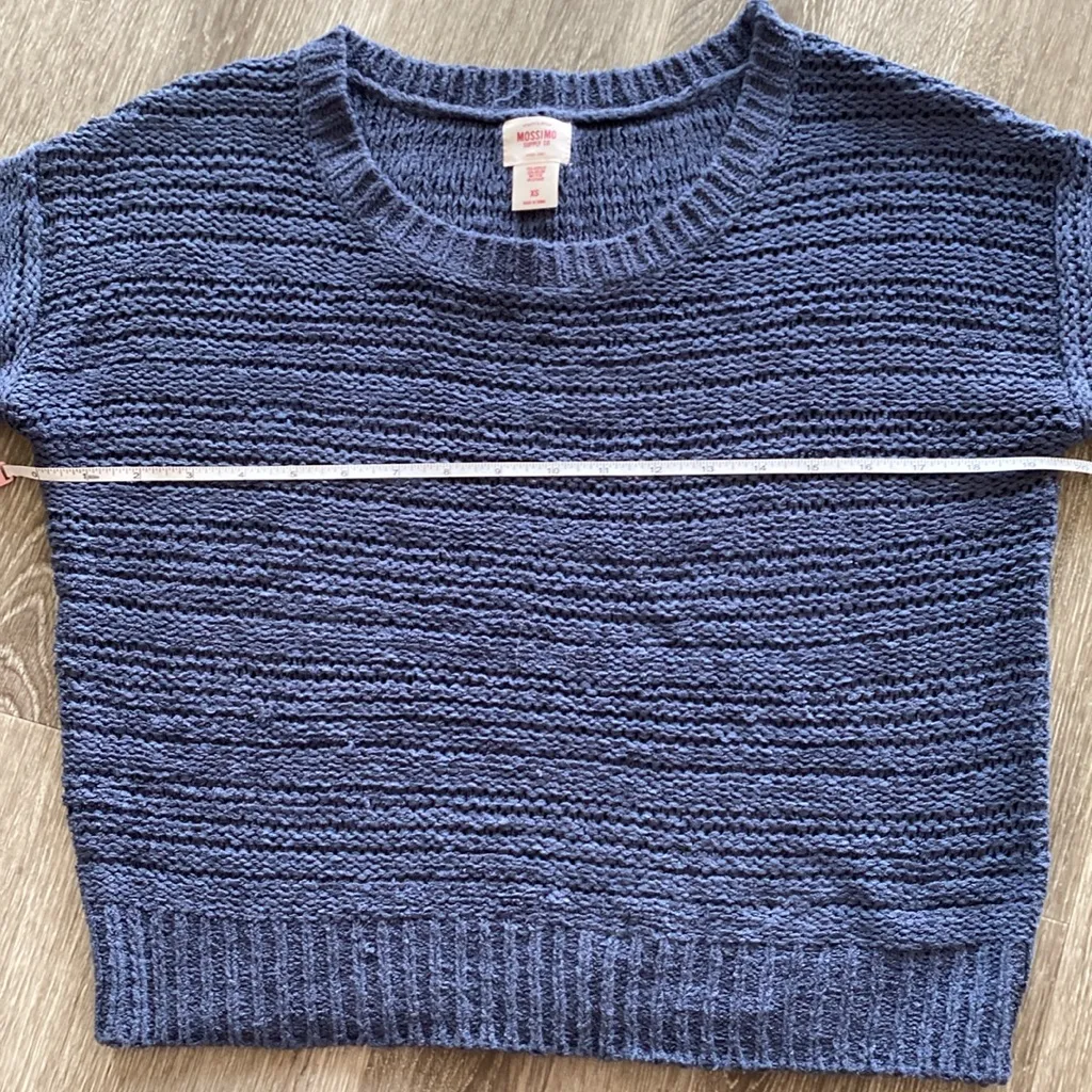 Mossimo target open weave crochet style knit blue short sleeve sweater XS - Image 5