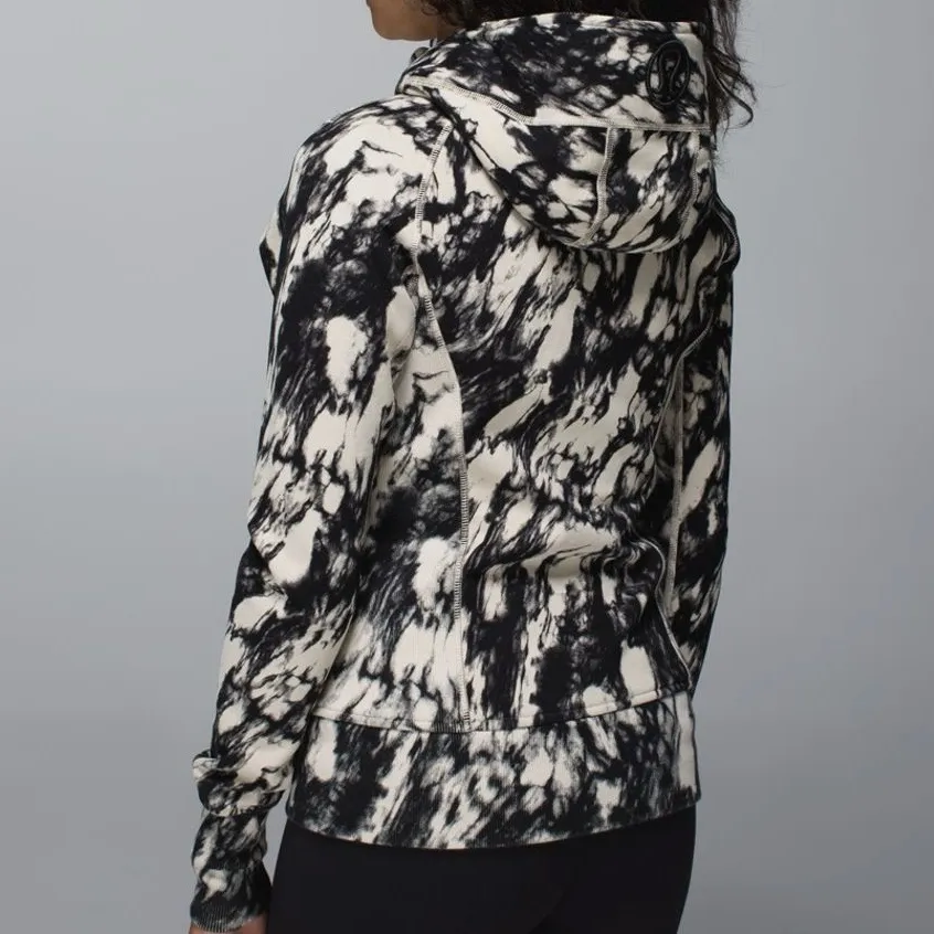 LULULEMON Scuba Hoodie II Great Granite Black Mojave Tan Printed Hoodie Size 8 - Image 5