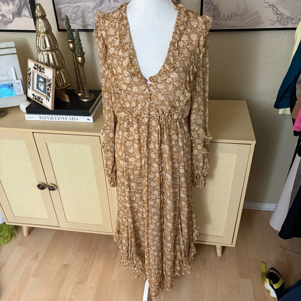 SHONA JOY Julia Balloon Sleeve Godet Midi Dress Size 6 - Image 3