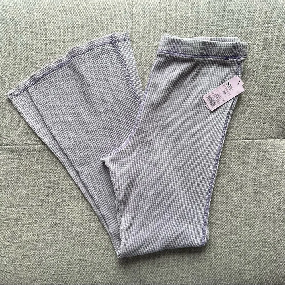 NWT Wild Fable Waffle Knit Thermal Boho Flare Leg Pants Legging Purple XXL - Image 3