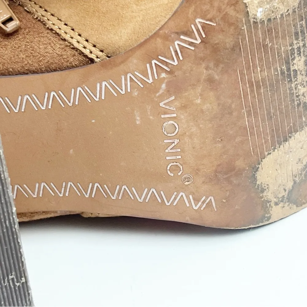 VIONIC Tenley Tan Suede Side Zipper Block Heel Arch Support Ankle Booties 8 - Image 9