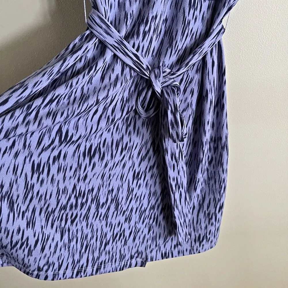 Nine West Purple Ikat Faux Wrap Mini Dress Tie Belt Short Sleeve Size S - Image 5