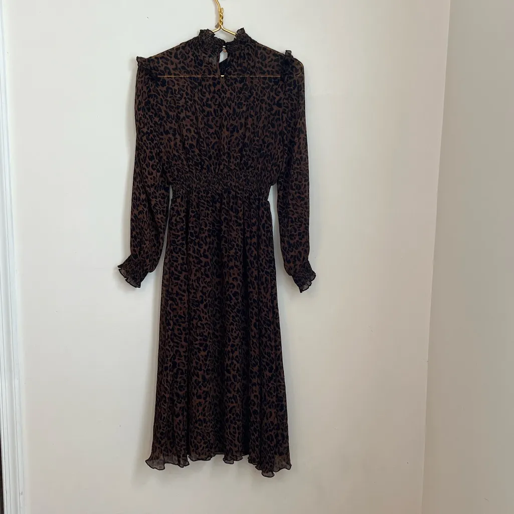 Zara Sheer Leopard Print Midi Dress Women’s Size Small - Image 8
