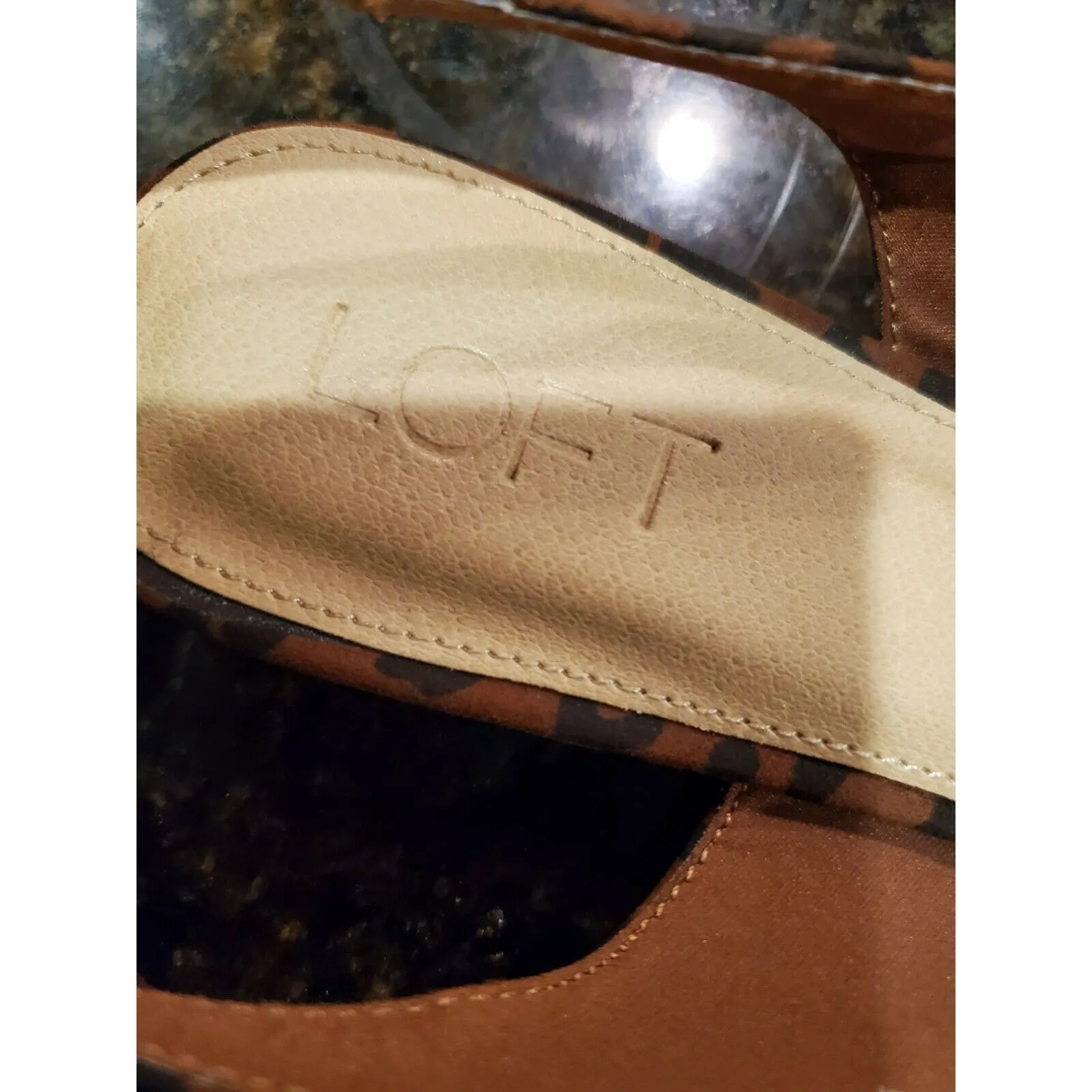 Ann Taylor LOFT Brown Leopard Ankle Strap Slingback Flats Size 8 - Image 6