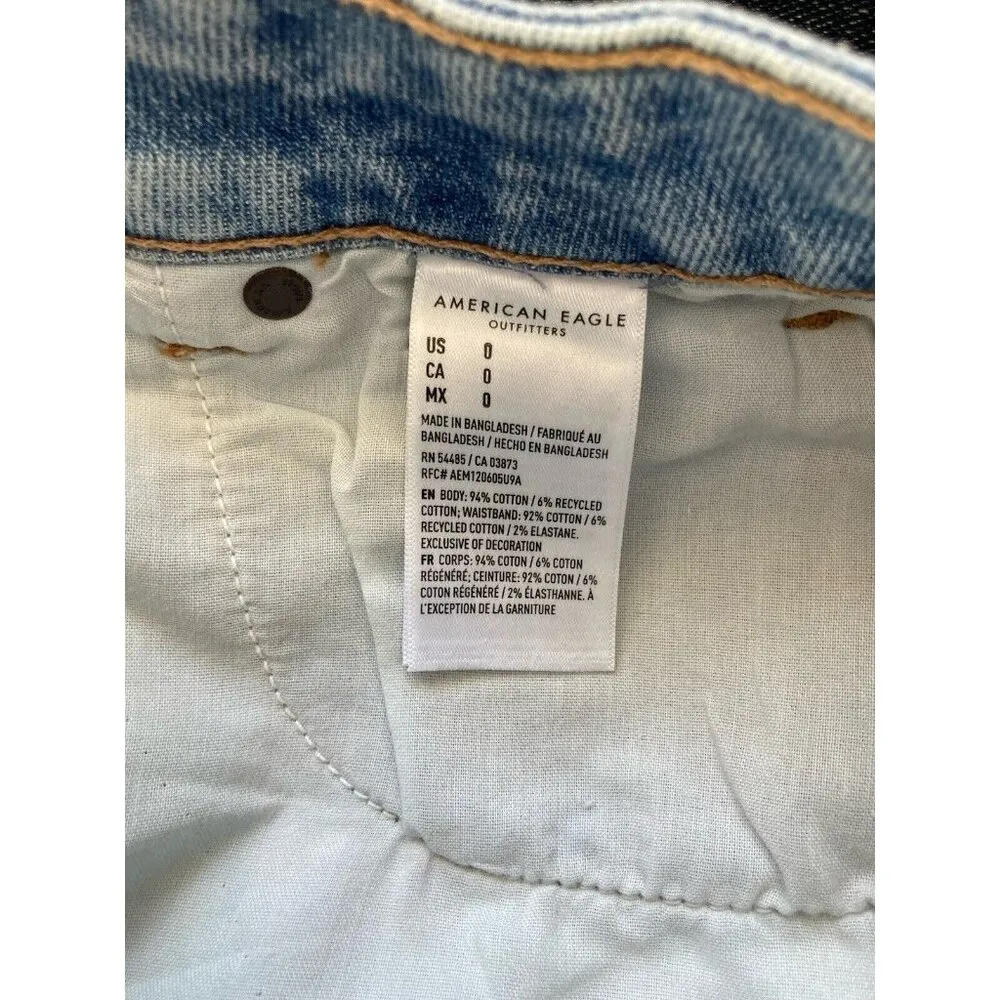 *American Eagle Mom Jean Short Womens Size 0 Distressed Festival Ripped Denim - Image 4