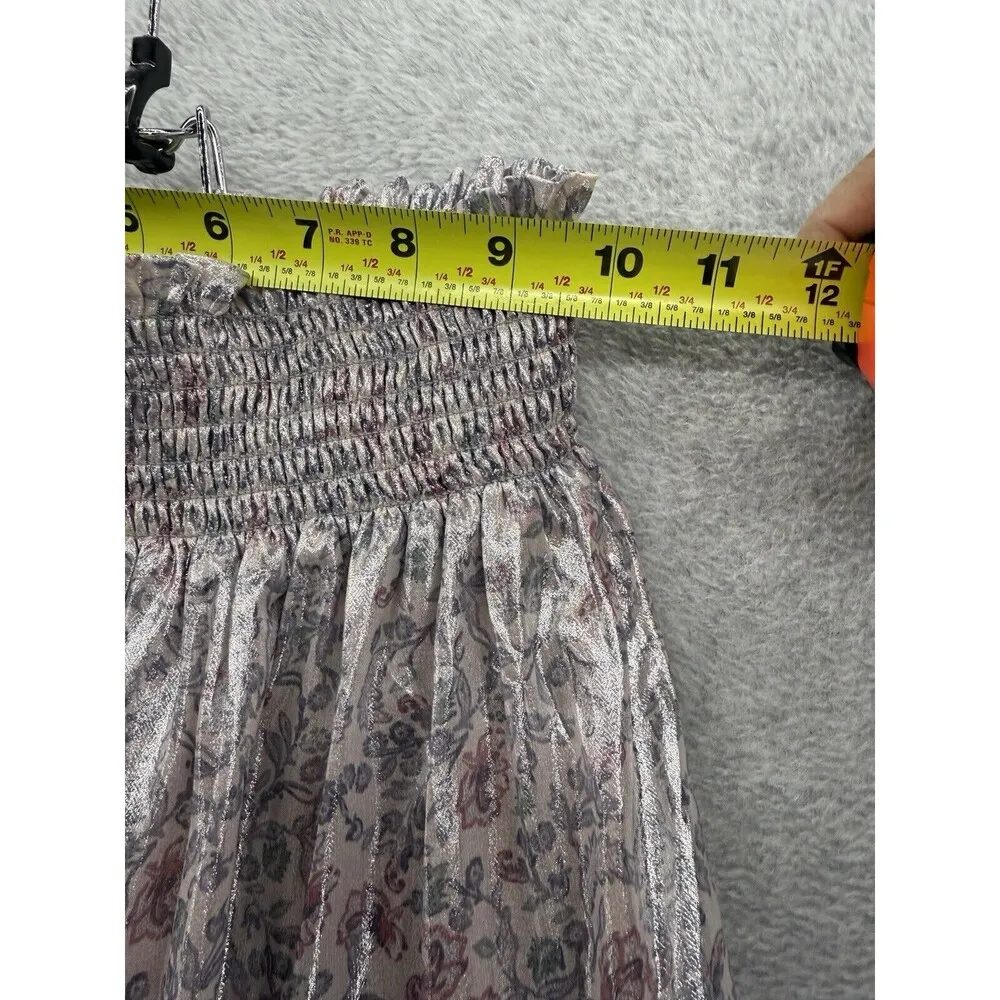 Free People Women's Pull on Skirt Metallic Floral Pink Size XS Balloon Hem Smock - Image 12