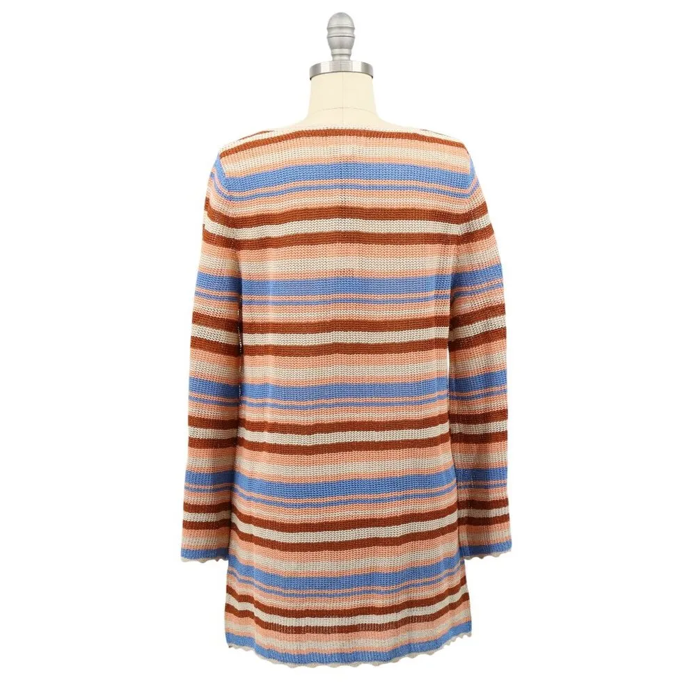 NWT Cinq à Sept Metallic Striped Knit Greer Long Flare Sleeve Tunic Mini Dress M - Image 7