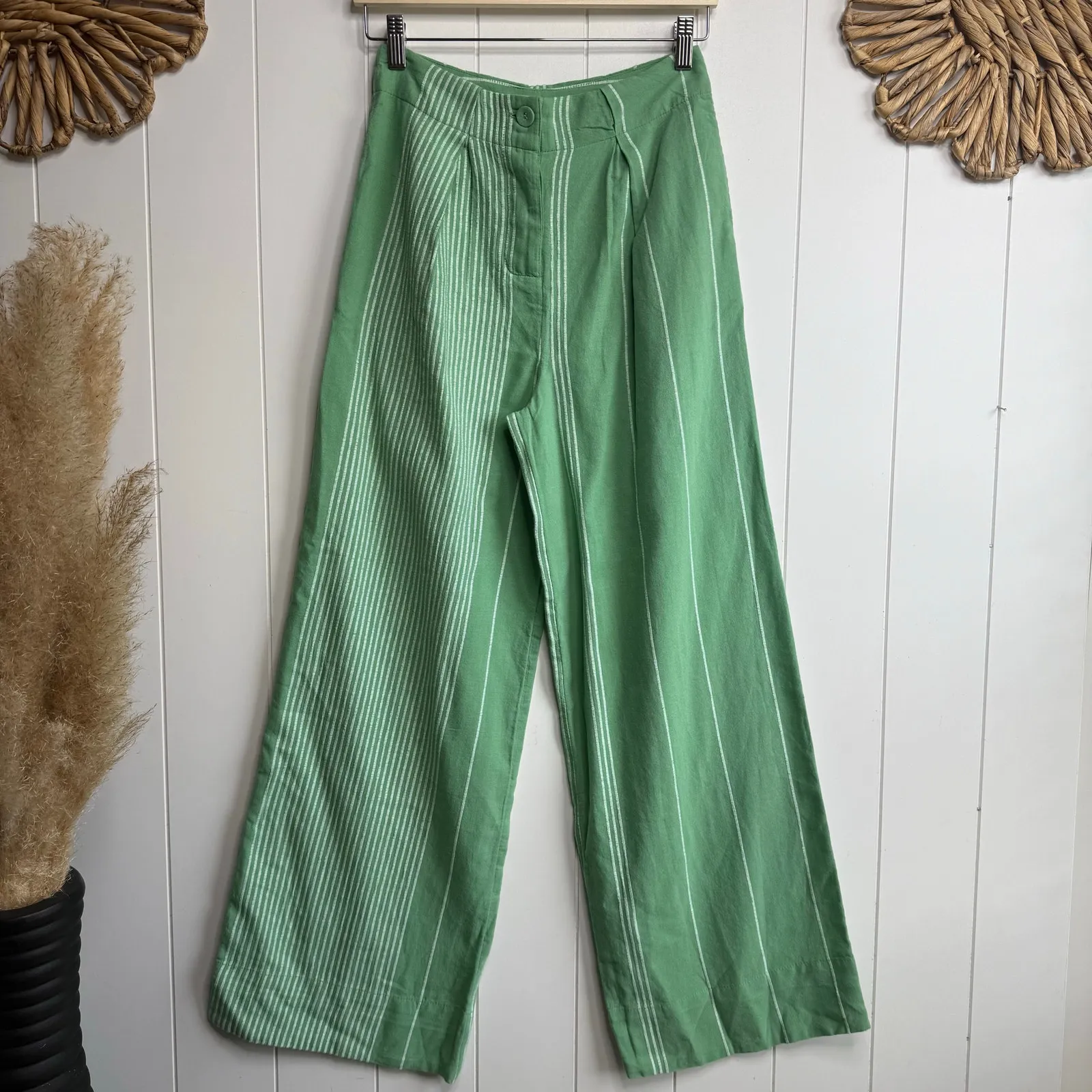 Free People set co-ord matching set pants and crop top cotton striped Large - Image 5