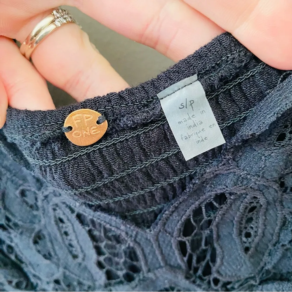 Free People Adella Scoop Neck Empire-Waist Dress Black Sz Small - Image 5