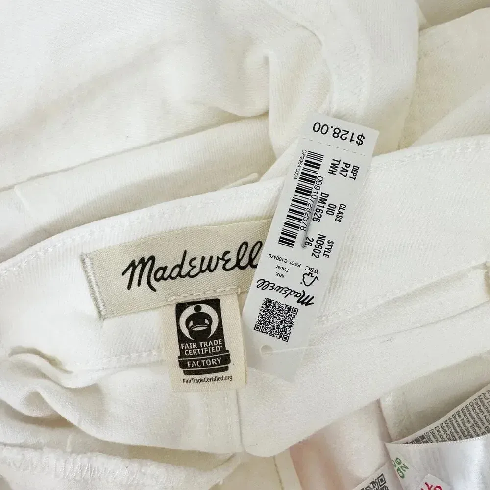Madewell The Emmett Wide Leg Crop Jean Welt Pocket High Rise White US 26 NWT - Image 12