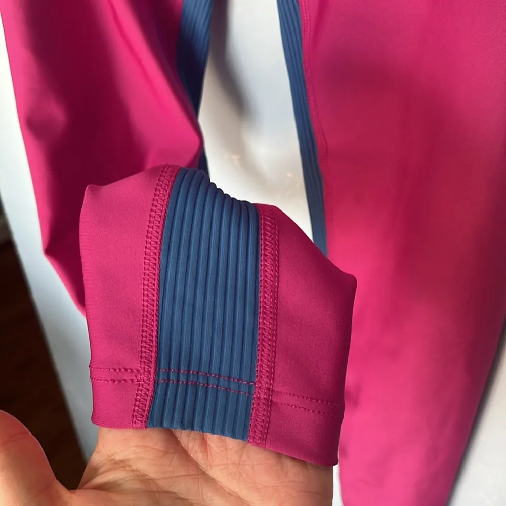 Peloton Hot Pink Ribbed Blue Show Up Full Length Workout Legging Nwot - Image 7