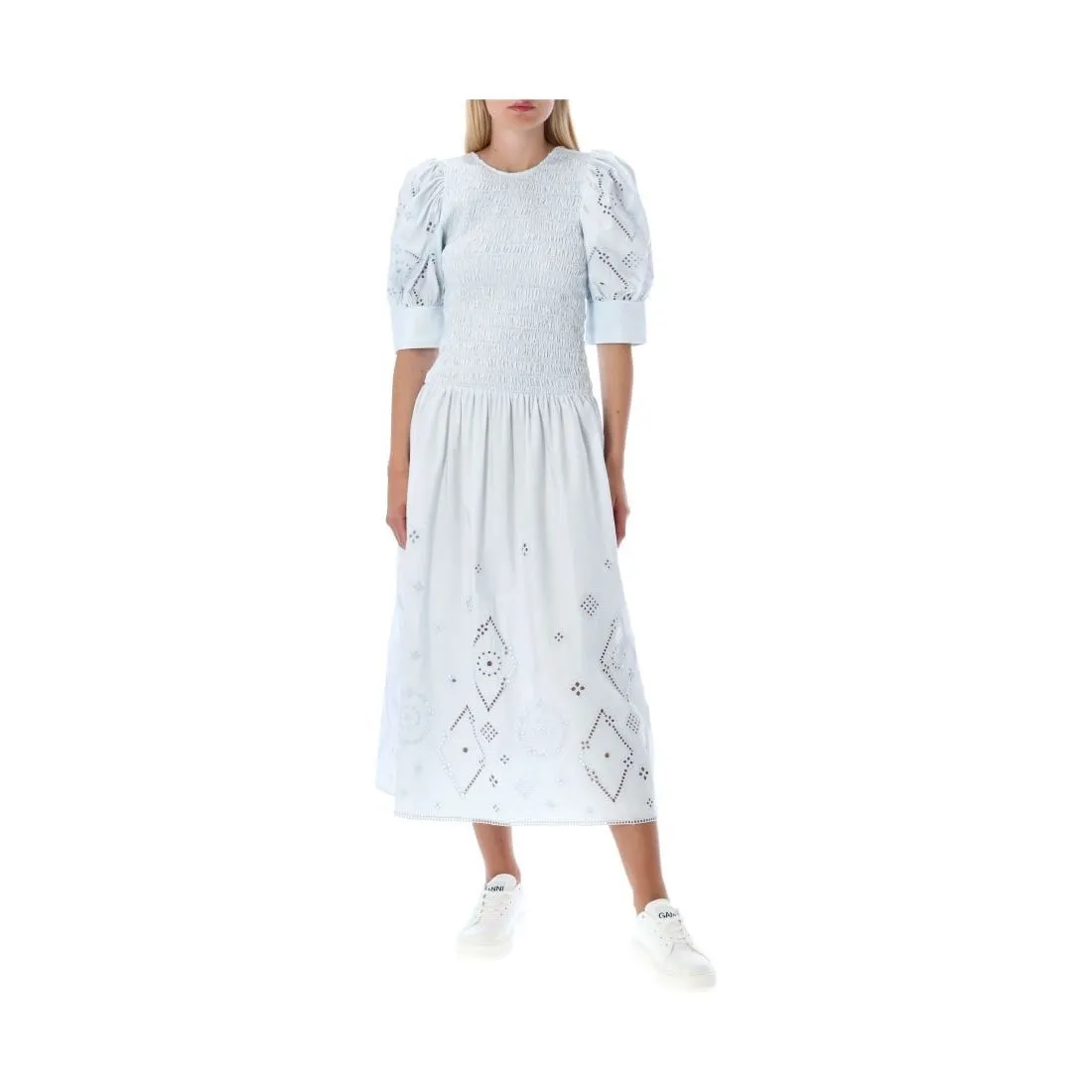 ✨Ganni Broderie Anglaise Midi Blue Sz Small Dress✨ - Image 4