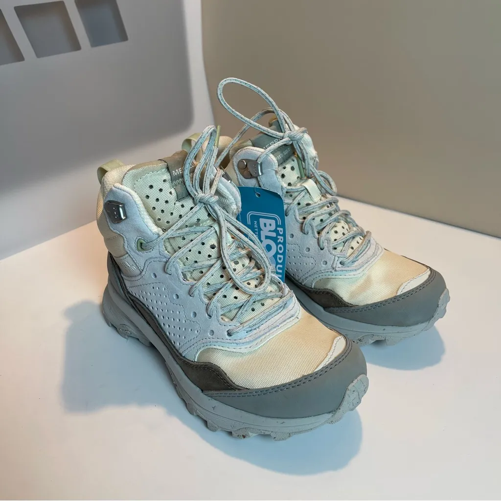 New Merrell Speed Solo MXD Mid Waterproof Hiking Boots Cream Beige Women's Sz 6 - Image 2