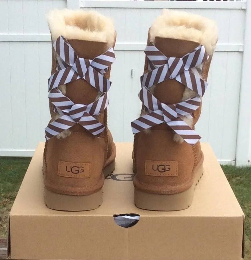 UGG Bailey Bow II Diagonal Stripe Boots - Image 3