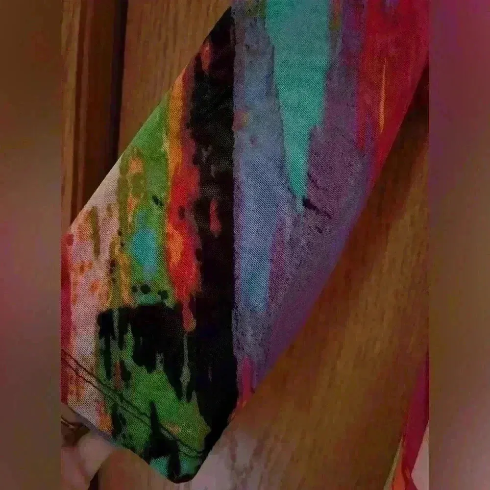 Nygard Asymmetrical Multicolor Tunic Mesh 3/4 sleeve Tunic S - Image 3