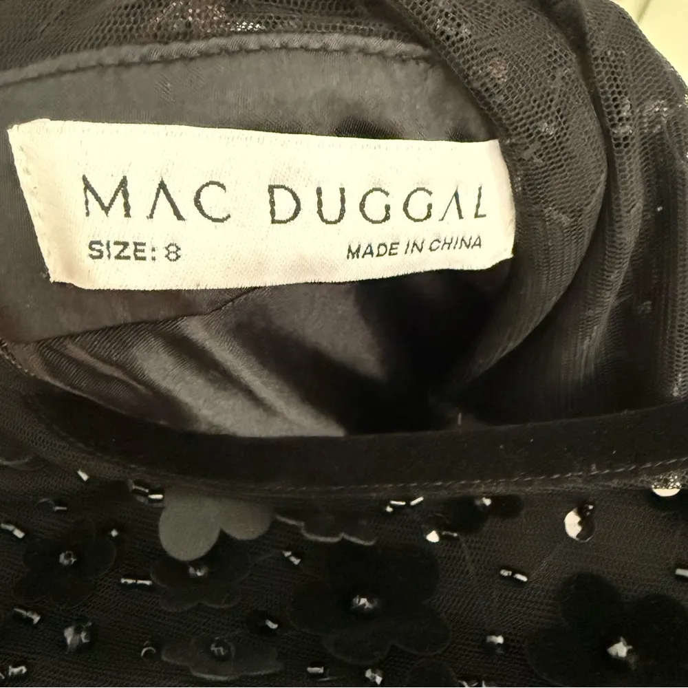 Mac Duggal Black Embellished Illusion High Neck Fit & Flare 67007 Dress Sz 8 - Image 9