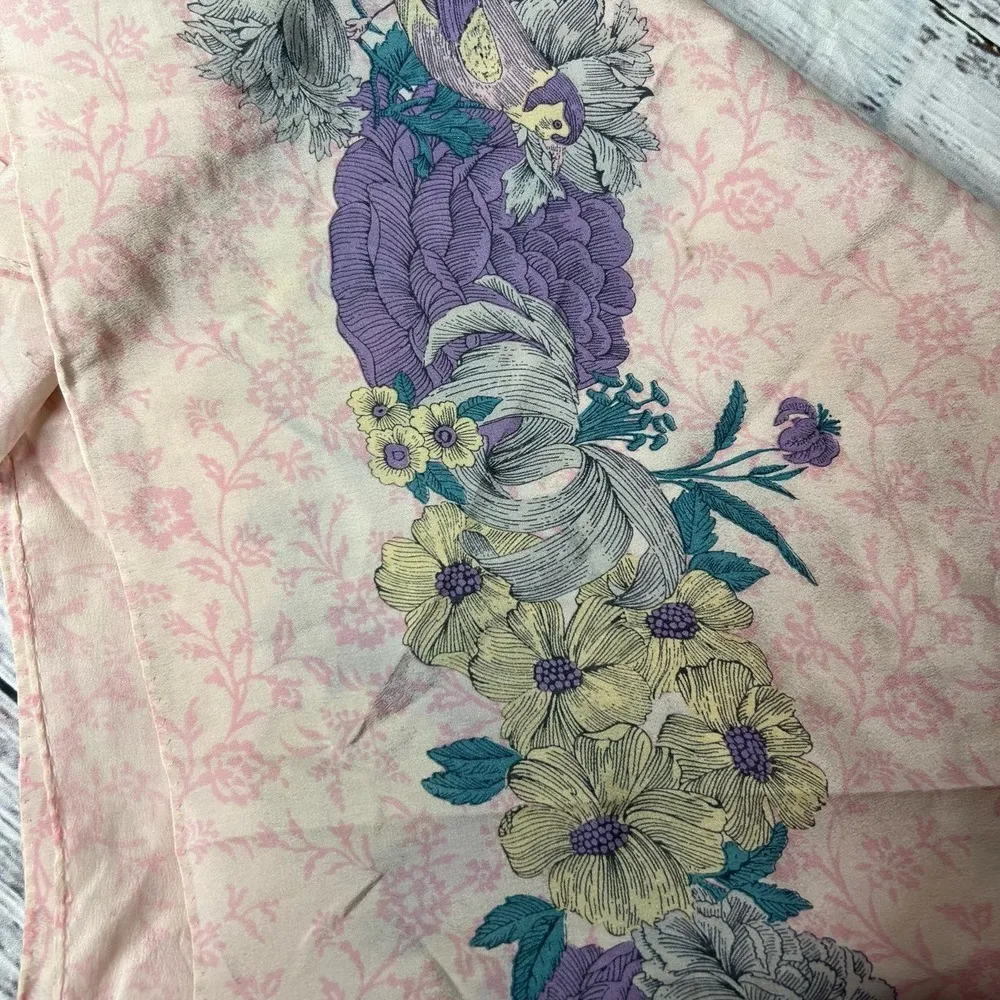 Ginnie Johansen Pink Floral Bird Scarf - Image 2